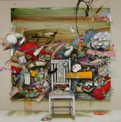             不在者は主張する, 2009, H145.5xW145.5cm, oil/alkyd/watercolor on canvas          