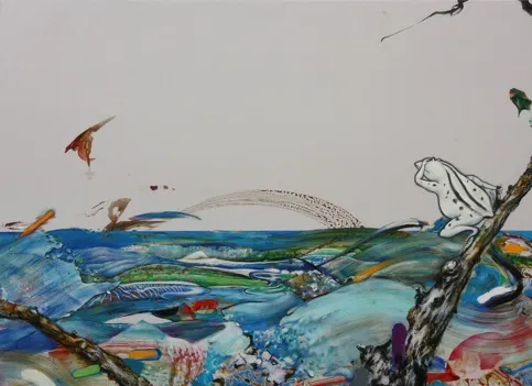             大海を知る Ⅱ, 2009, H80.8xW80.8cm, alkyd/oil on canvas          