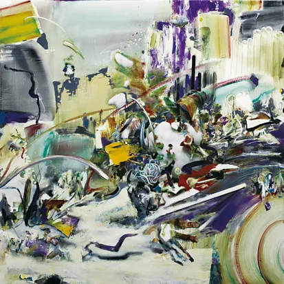             痕跡のリズム, 2010, H145.5xW145.5cm, oil/alkyd/oil pastel on canvas          