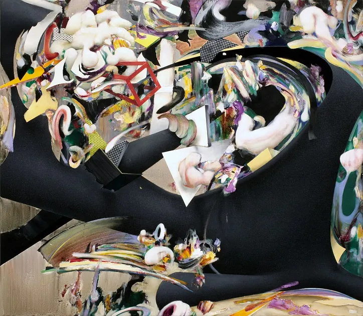             回転のリズム Ⅱ, 2014, H96xW110.3xD5.9cm, oil, alkyd on cotton          