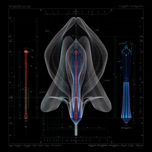             Lathyrus odoratus L - front view – b, 2012, 100x100cm, digital c-print / diasec
framing          