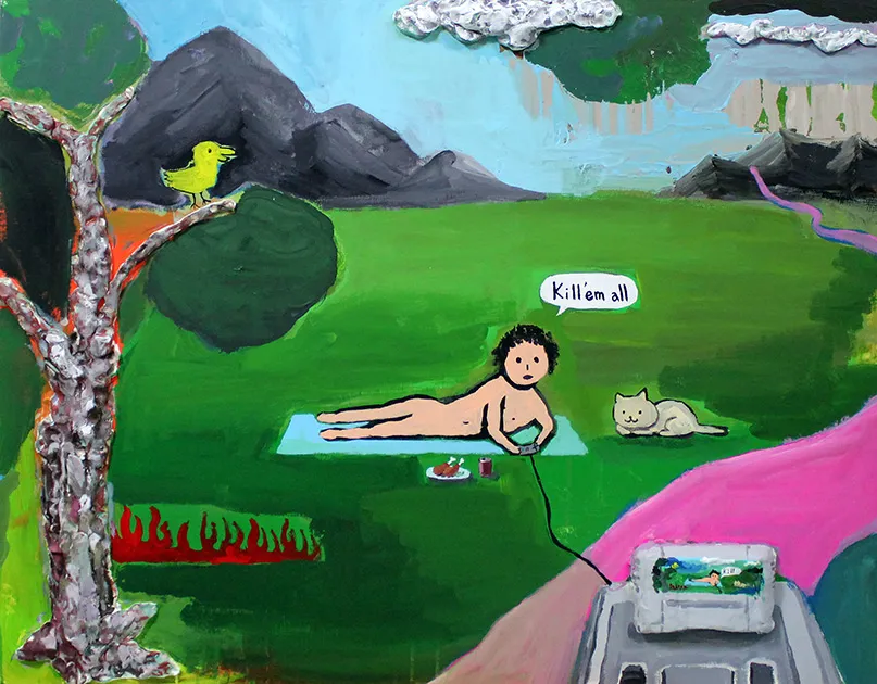             The Joy of Living, 2014, 72.7×91cm, acrylic, clay on canvas, wooden panel          