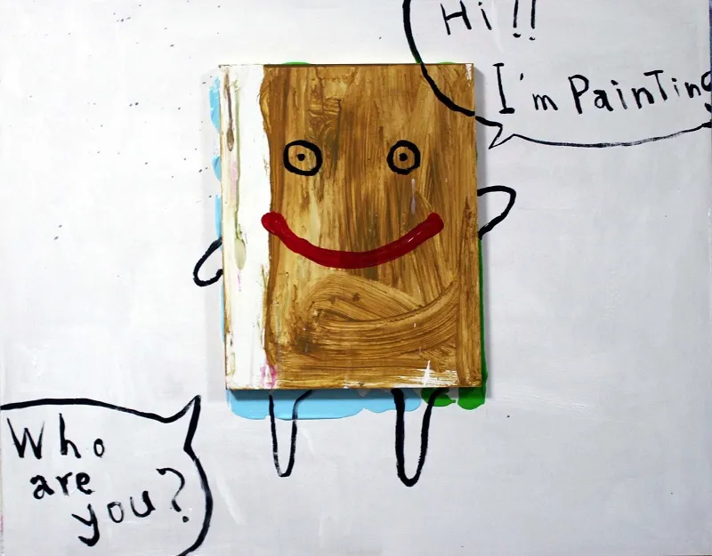             Who are you?, 2015, 72.7×91cm, acrylic on wooden panel on wooden panel          