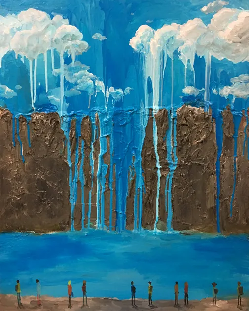             Skyfalls, 2016, 91x72.7x4cm, acrylic on canvas          