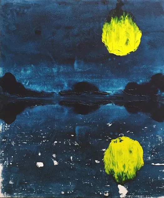             Warped Moon, 2016, 91x72.7cm, acrylic on canvas          