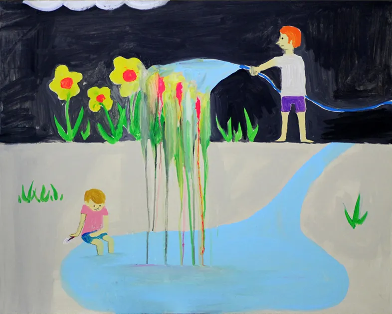             Waterfall, 2016, 72.7x91cm, acrylic on wooden panel          